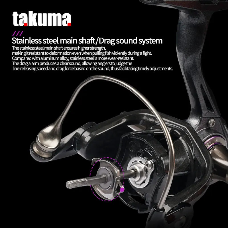 Takuma Lingxi Spinning Reel Lightweight Design 163g 7+1 Ball Bearings 5.2:1 Gear Ratio CNC Aluminum Alloy Spool Freshwater