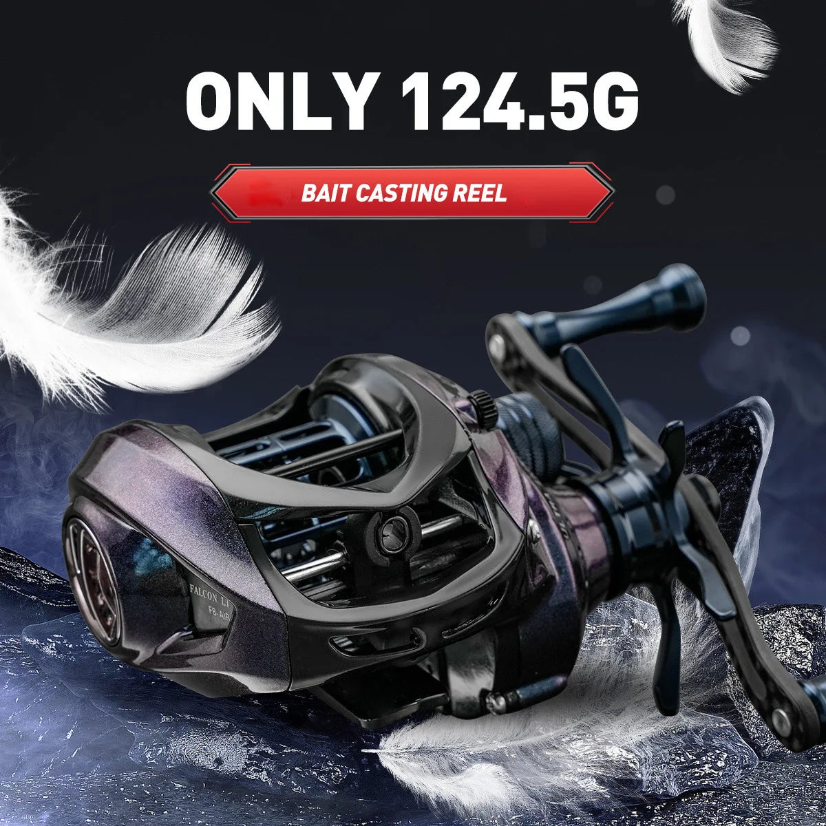 WildTrek Ultra-Light Baitcasting Reel 125g Carbon Frame Right Hand 6.5:1 Gear Ratio 5kg Max Drag 6BB+RB Bearings Anti-Reverse
