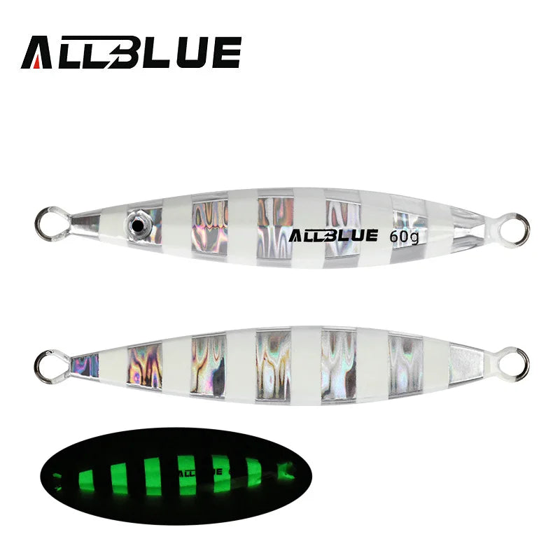 ALLBLUE SLOWER UP Z-Light Metal Jig Fishing Lure Slow Cast Jigging Spoon 20G 30G 40G 60G Artificial Shore Zinc Alloy Bait Tackle