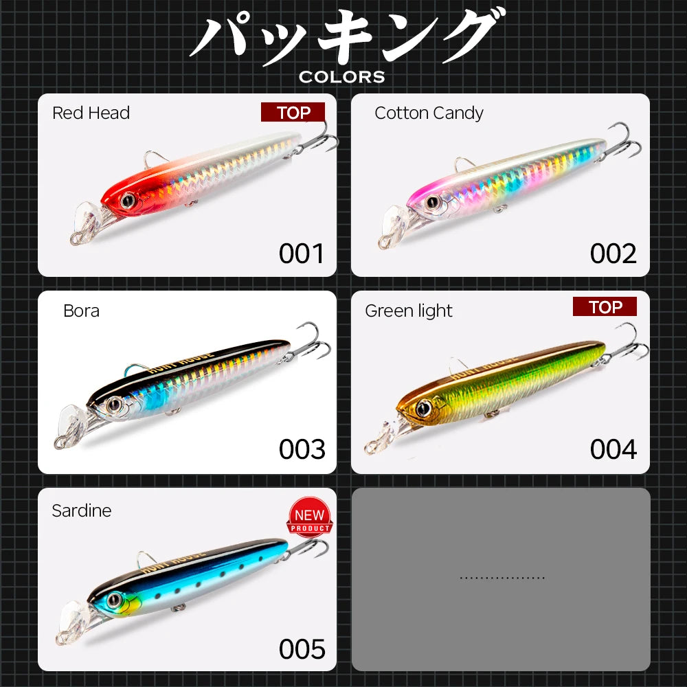 Hunthouse Rocket 95 Minnow Fishing Lure Popper Bait 75mm 13g 95mm 22g Sinking Baits Artificial Bait Stickbaits Fishing Seabass