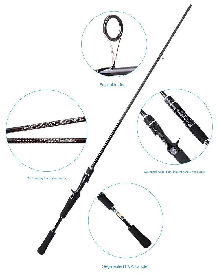 Japan Original Bassone XT Ultra Light ML Carbon Lure Rod Slow Action Long-Range Targeted for Bottom Bass Fishing