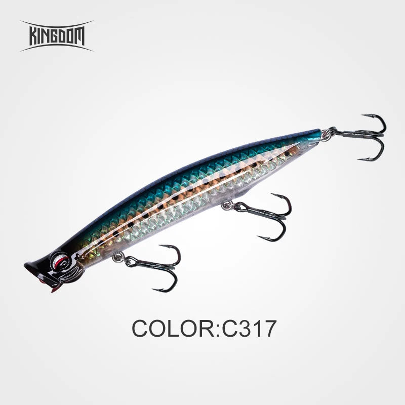 Kingdom Topwater Popper Fishing Lure 7.5g 12.8g 18.5g Far Casting Artificial Hard Baits High Quality Wobblers Z-Action Lures