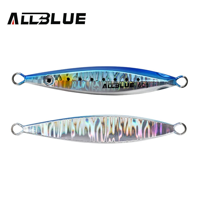 ALLBLUE SLOWER UP Z-Light Metal Jig Fishing Lure Slow Cast Jigging Spoon 20G 30G 40G 60G Artificial Shore Zinc Alloy Bait Tackle