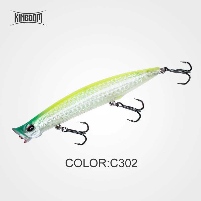 Kingdom Topwater Popper Fishing Lure 7.5g 12.8g 18.5g Far Casting Artificial Hard Baits High Quality Wobblers Z-Action Lures