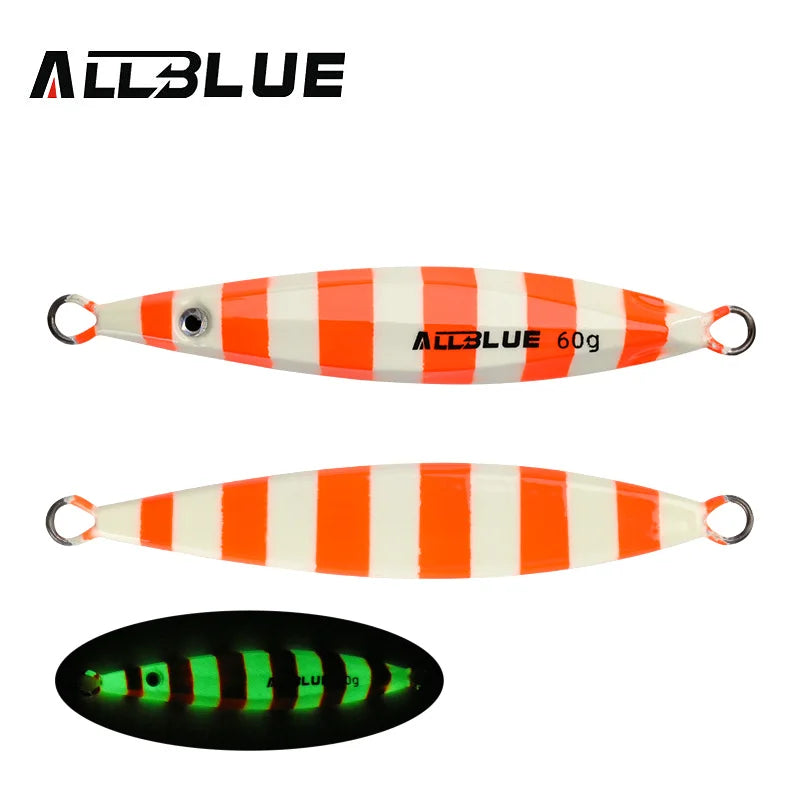 ALLBLUE SLOWER UP Z-Light Metal Jig Fishing Lure Slow Cast Jigging Spoon 20G 30G 40G 60G Artificial Shore Zinc Alloy Bait Tackle