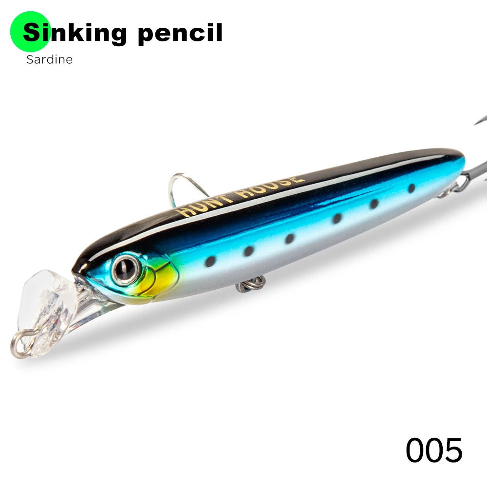Hunthouse Rocket 95 Minnow Fishing Lure Popper Bait 75mm 13g 95mm 22g Sinking Baits Artificial Bait Stickbaits Fishing Seabass