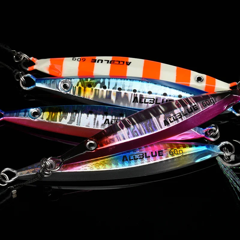 ALLBLUE SLOWER UP Z-Light Metal Jig Fishing Lure Slow Cast Jigging Spoon 20G 30G 40G 60G Artificial Shore Zinc Alloy Bait Tackle