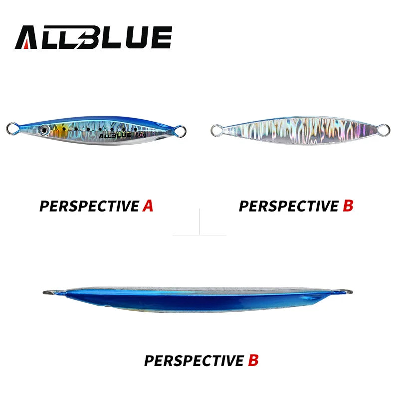 ALLBLUE SLOWER UP Z-Light Metal Jig Fishing Lure Slow Cast Jigging Spoon 20G 30G 40G 60G Artificial Shore Zinc Alloy Bait Tackle