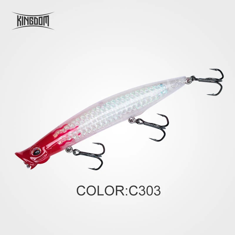 Kingdom Topwater Popper Fishing Lure 7.5g 12.8g 18.5g Far Casting Artificial Hard Baits High Quality Wobblers Z-Action Lures