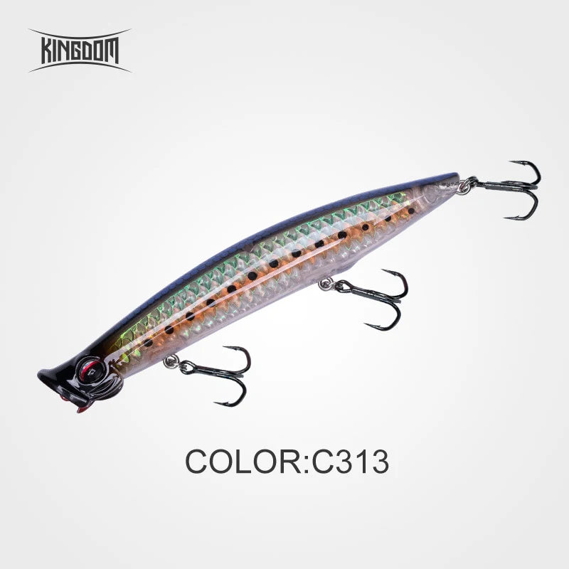 Kingdom Topwater Popper Fishing Lure 7.5g 12.8g 18.5g Far Casting Artificial Hard Baits High Quality Wobblers Z-Action Lures