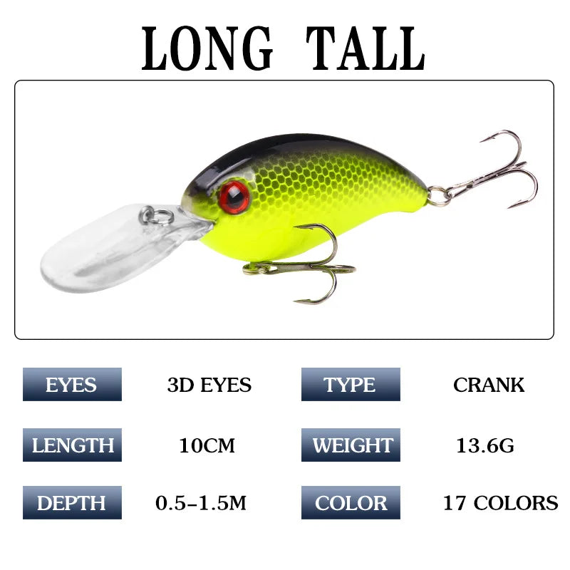 Lure Bait Rocker Fatboy ABS Printed 18 Colors Gold Stamping External Laser 10cm/13.6g Realistic Artificial Bass Trout River Lake