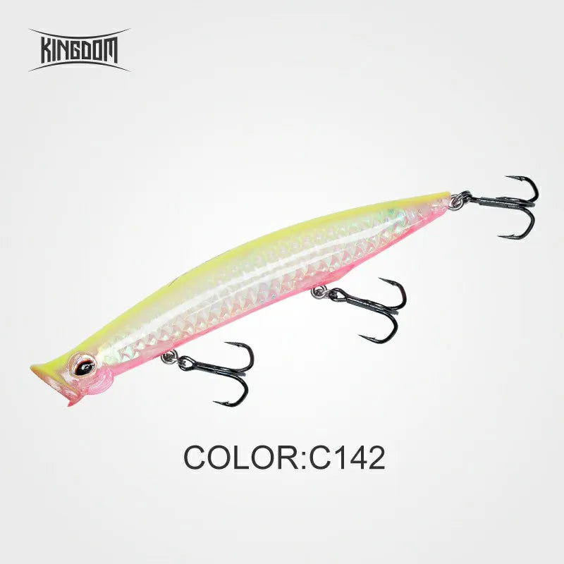 Kingdom Topwater Popper Fishing Lure 7.5g 12.8g 18.5g Far Casting Artificial Hard Baits High Quality Wobblers Z-Action Lures
