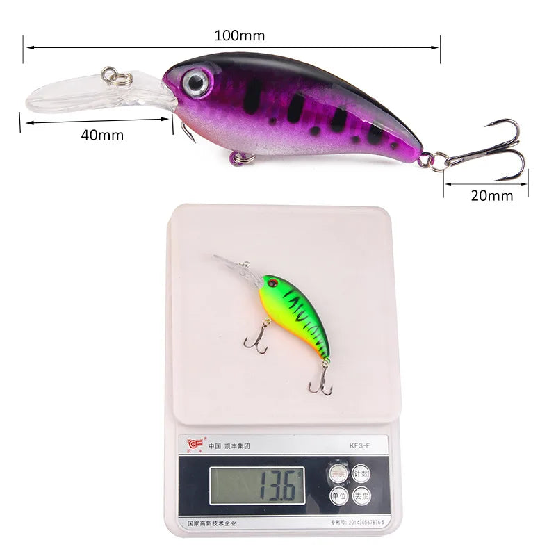 Lure Bait Rocker Fatboy ABS Printed 18 Colors Gold Stamping External Laser 10cm/13.6g Realistic Artificial Bass Trout River Lake
