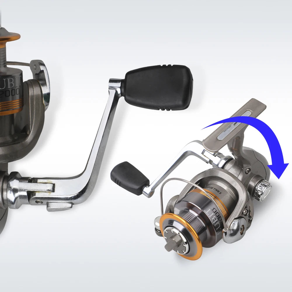 Factory Price Spinning Reel 3000 Aluminum 4+1BB 5.2:1 Brass Pinion Two-Tone Spool Precision Gear Lake Fishing Reel Salmon