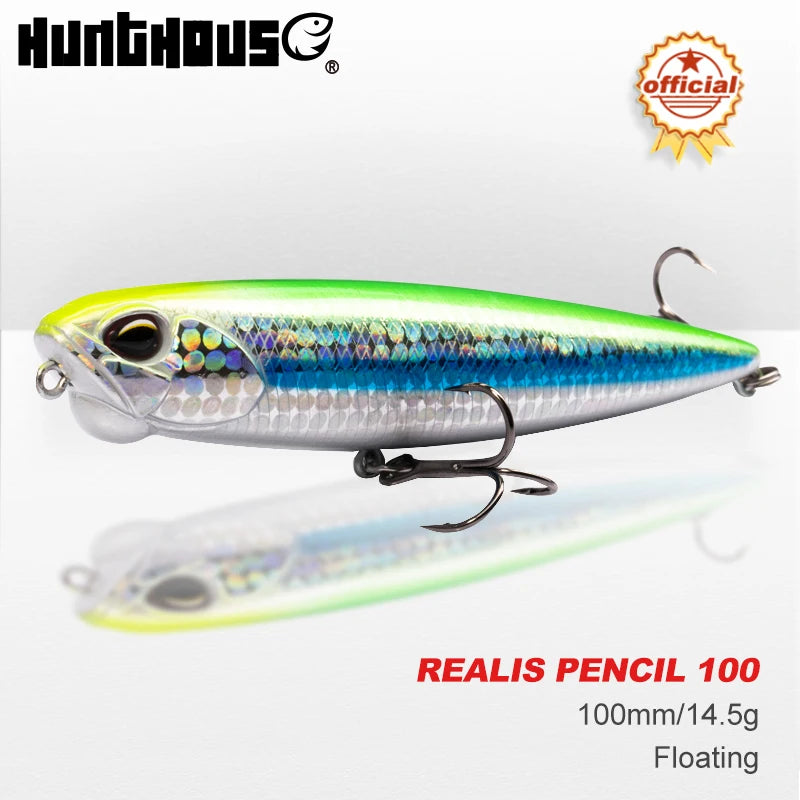 Hunthouse REALIS PENCIL 65/100mm 5.5/14.5g Topwater Fishing Lure Stickbait Top water Swim Crankbait Pesca Artificial Fish Bait