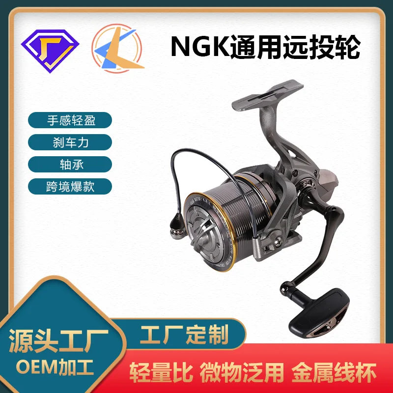 Anchor Fish Spinning Reel Giant Long Throw NGK10000 Sea Fishing Full Metal Aluminum Alloy 4.8:1 Gear Ratio 550g Left Hand