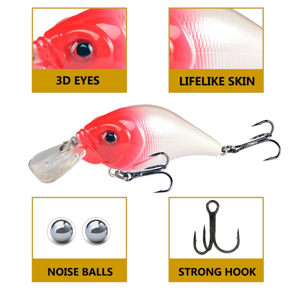 Rock Little Fat Man Crank Lure Bait Long Tongue Minnow Plastic Artificial Hard Bait Ocean Beach Salmon Bass Trout Carp