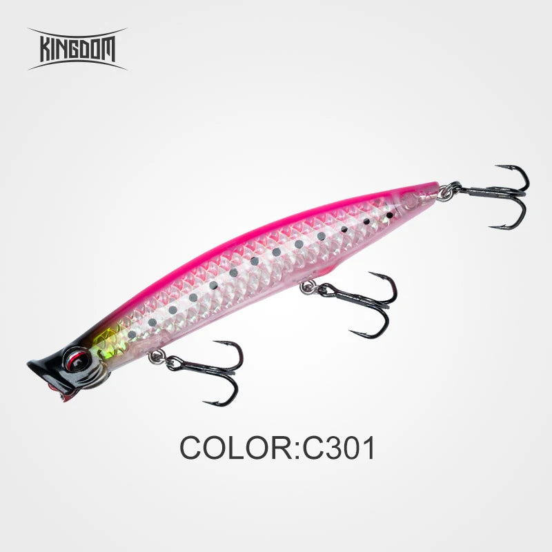Kingdom Topwater Popper Fishing Lure 7.5g 12.8g 18.5g Far Casting Artificial Hard Baits High Quality Wobblers Z-Action Lures