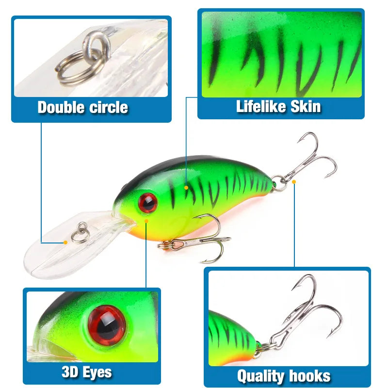 Lure Bait Rocker Fatboy ABS Printed 18 Colors Gold Stamping External Laser 10cm/13.6g Realistic Artificial Bass Trout River Lake