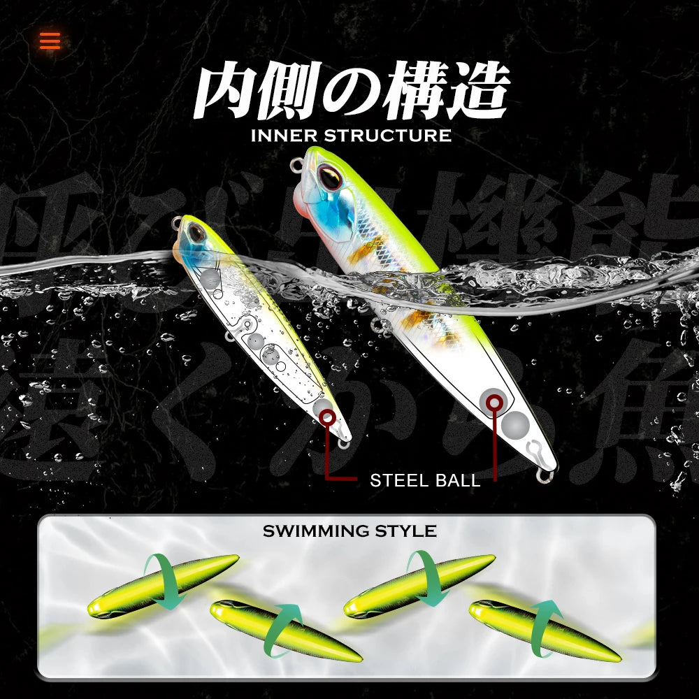 Hunthouse REALIS PENCIL 65/100mm 5.5/14.5g Topwater Fishing Lure Stickbait Top water Swim Crankbait Pesca Artificial Fish Bait