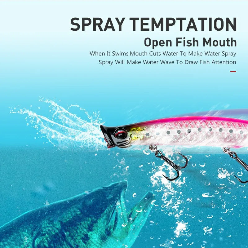 Kingdom Topwater Popper Fishing Lure 7.5g 12.8g 18.5g Far Casting Artificial Hard Baits High Quality Wobblers Z-Action Lures