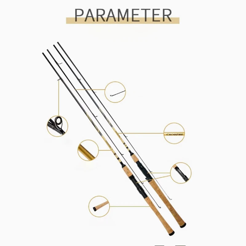 Original DAIWA CROSSFIRE CS 1.98-2.24m ML Spinning Casting Saltwater Lure Rods Carbon River Lake Stream