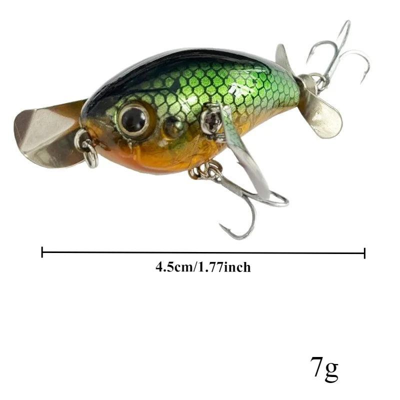 BILLINGS 1pc Floating Micro Surface Cicada Lure 45mm/7g Artificial Lures Metal-Blade Double-Hook Bait Fishing Accessories