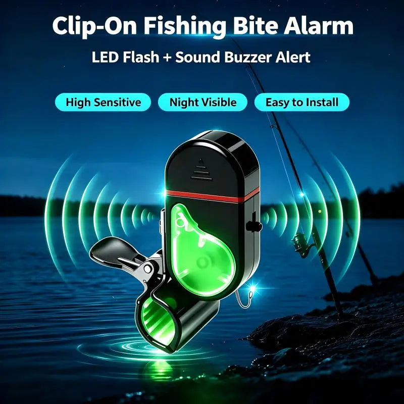 1/2Pcs Clip‑on Fishing Bite Alarm LED Sound Flash Buzzer Silicone Anti‑scratch Clip Night Fishing Alert Bell for Fishing Rod
