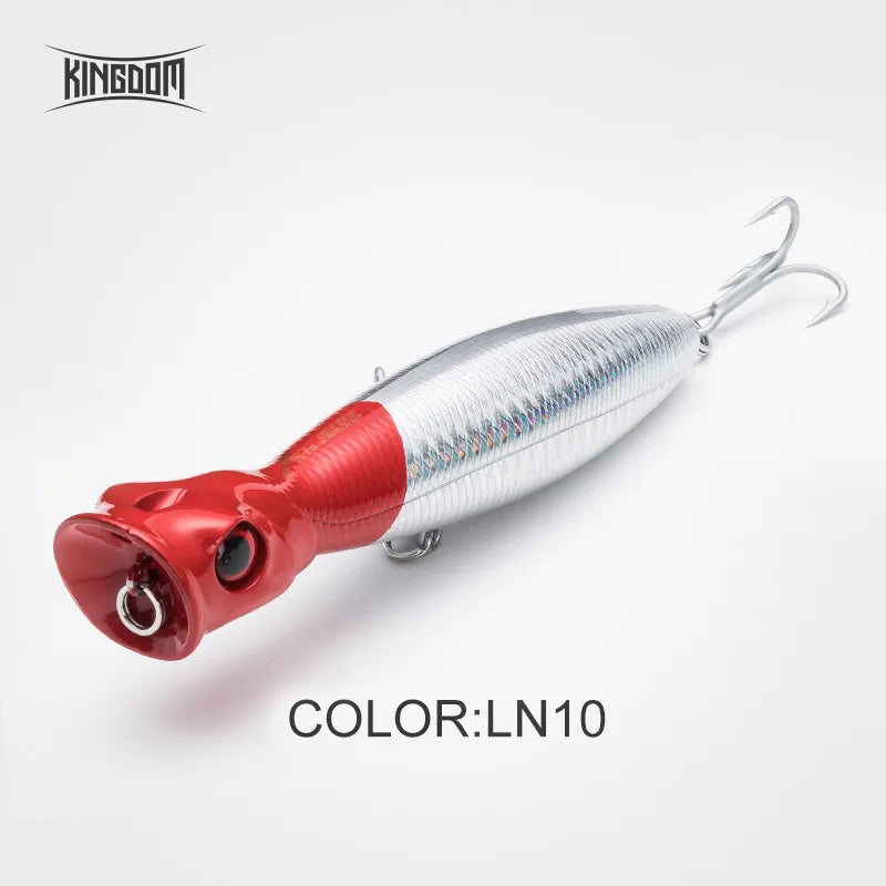 Kingdom Topwater Popper Fishing Lures 80mm 9.5g 100mm 16g 130mm 36g Hard Artificial Bait Floating Wobblers Fishing Tackle Baits