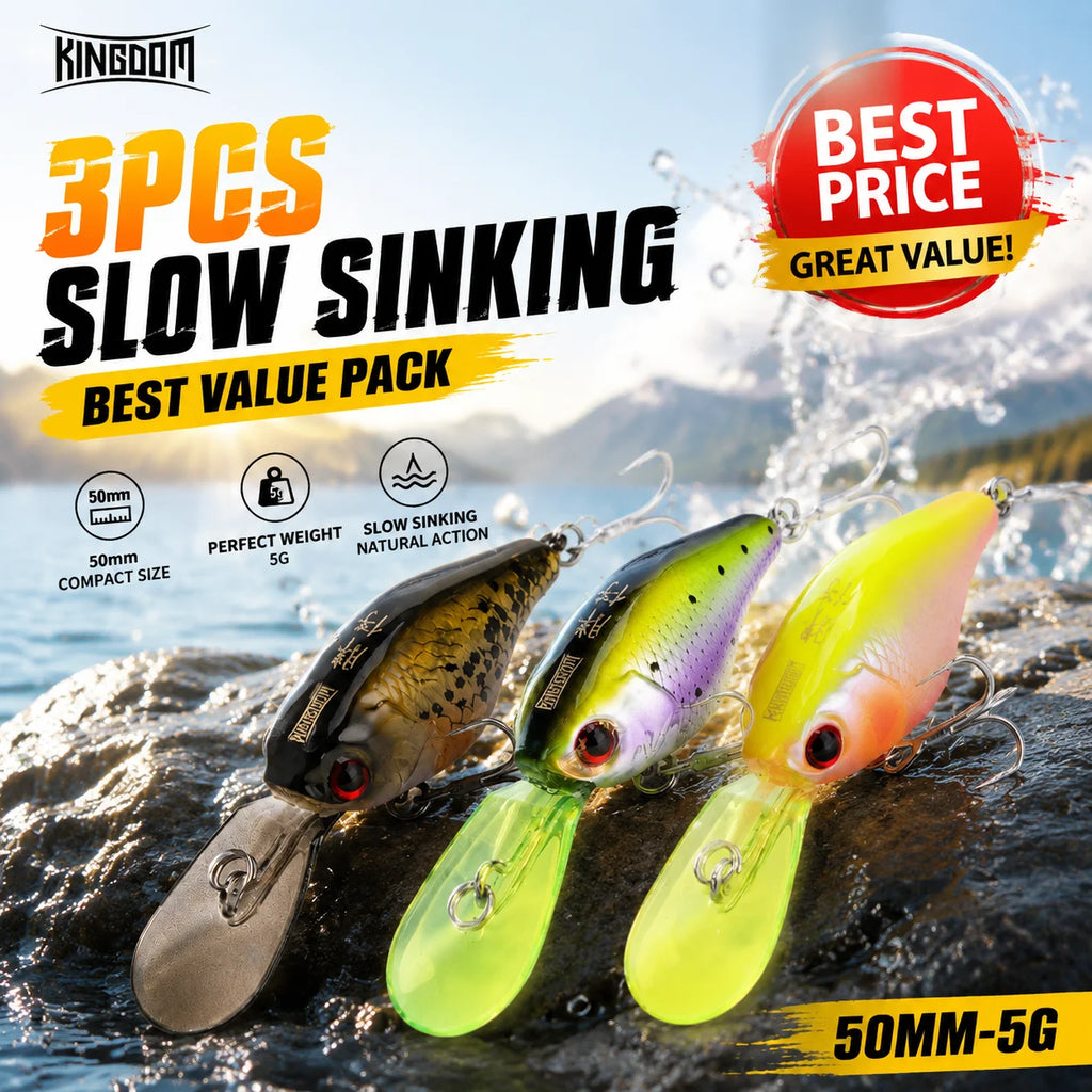 3 Combos Slow Sinking Minnow Fishing Lure 5g 50mm Atificial Hard Baits Wobblers Swimbaits Bass Perch Pike Trolling Pesca Tackle