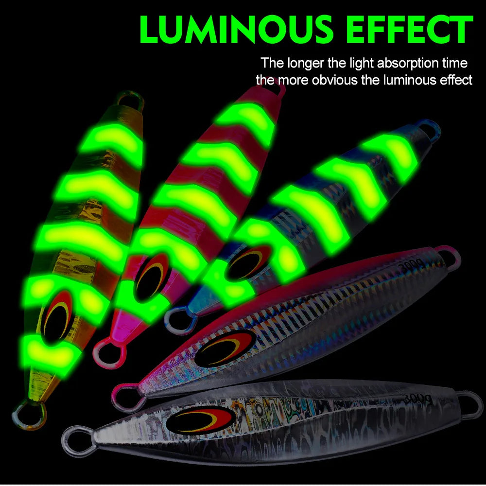 PROBEROS Slow Jigging Lure 100g-300g Deep Sea Spanish Mackerel Iron Jig for Trolling Boat Fishing Large Size Metal JIG