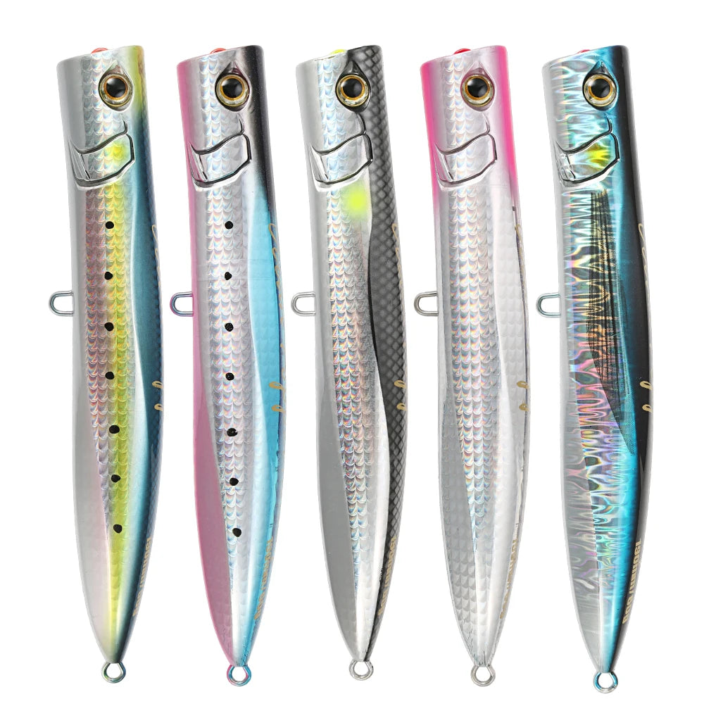 JIGGING PRO 190mm 60g Holographic Floating Popper Saltwater Topwater Fishing Lure Artificial Bait