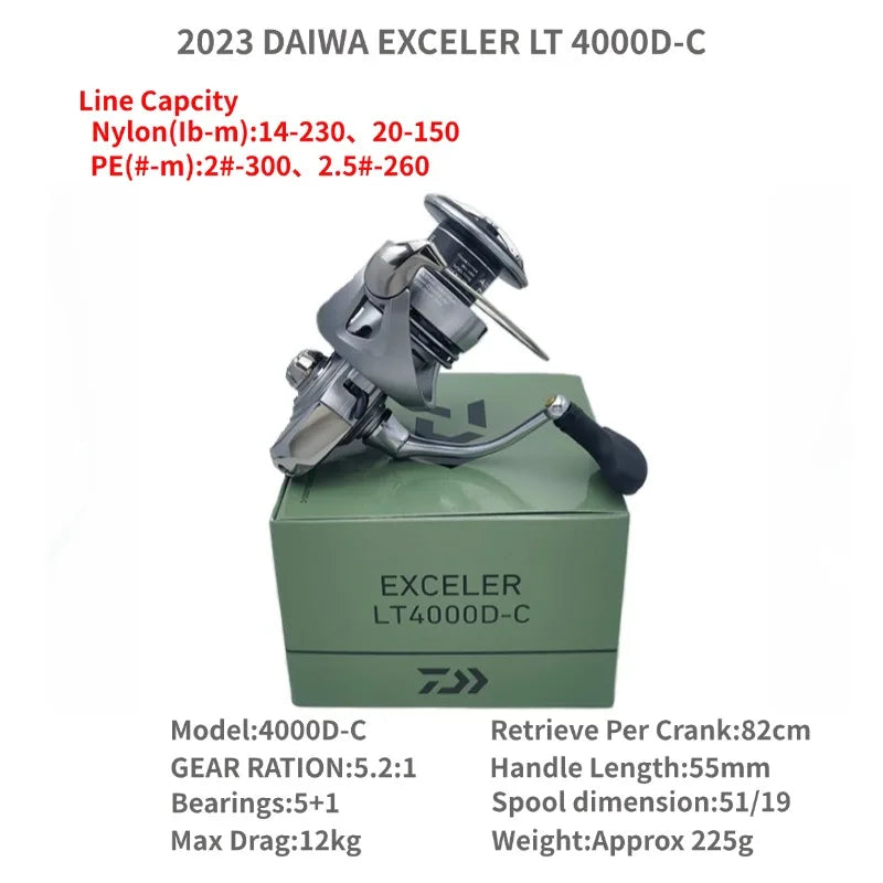 2023 DAIWA EXCELER LT 1000D-XH 2000S-XH 2500 2500D 2500-XH 3000-C 4000D-CXH 5000-C 5000-CXH 6000D Spinning Fishing Reels