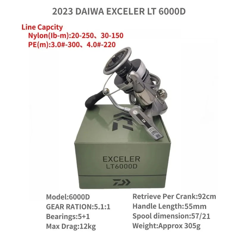 2023 DAIWA EXCELER LT 1000D-XH 2000S-XH 2500 2500D 2500-XH 3000-C 4000D-CXH 5000-C 5000-CXH 6000D Spinning Fishing Reels