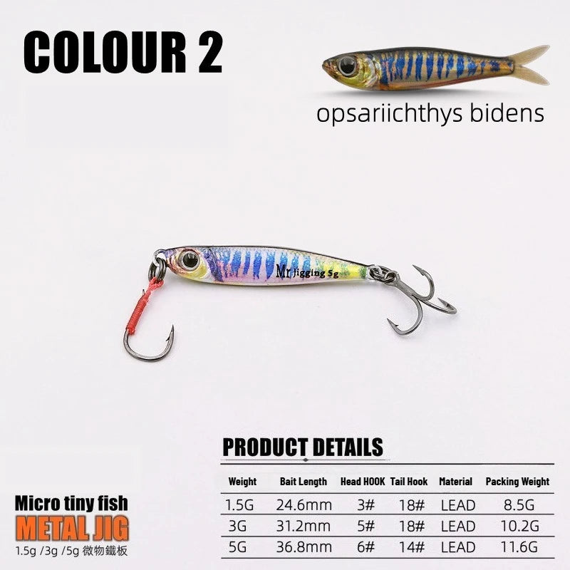 2026 New Micro Metal Jig 3g 5g Mini VIB Lure Sinking Iron Plate Spoon Casting Sequin Baits Ultralight Bass Trout Fishing Gear