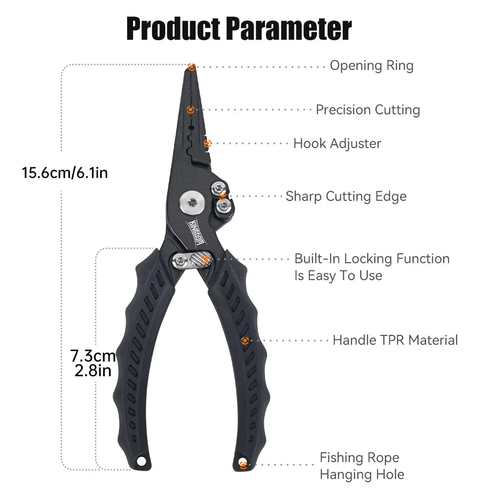 Kingdom Fishing Pliers Multifunctional Split Ring Wire Cutter Hooks Remover Fishing Tackle 62g 82g 14CM 15.6CM Fishing Equipment