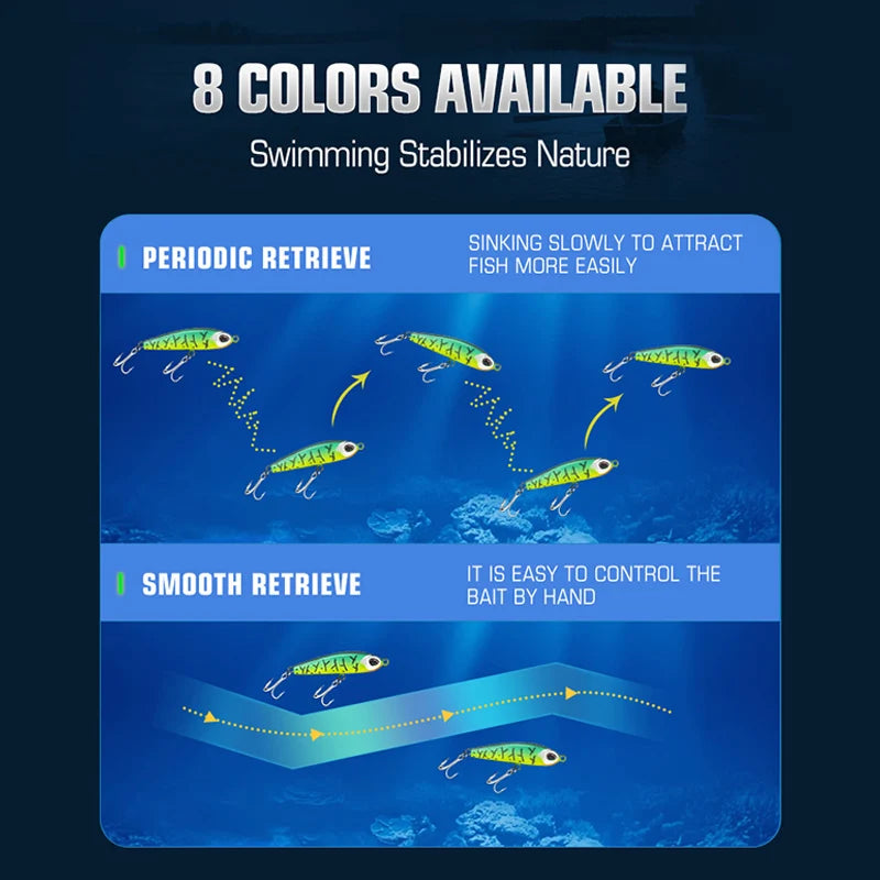 KINGDOM Micro Sinking Pencil Lure 40mm 4g Mini Fishing Bait Vibration Swing for Bass Trout Perch Fishing