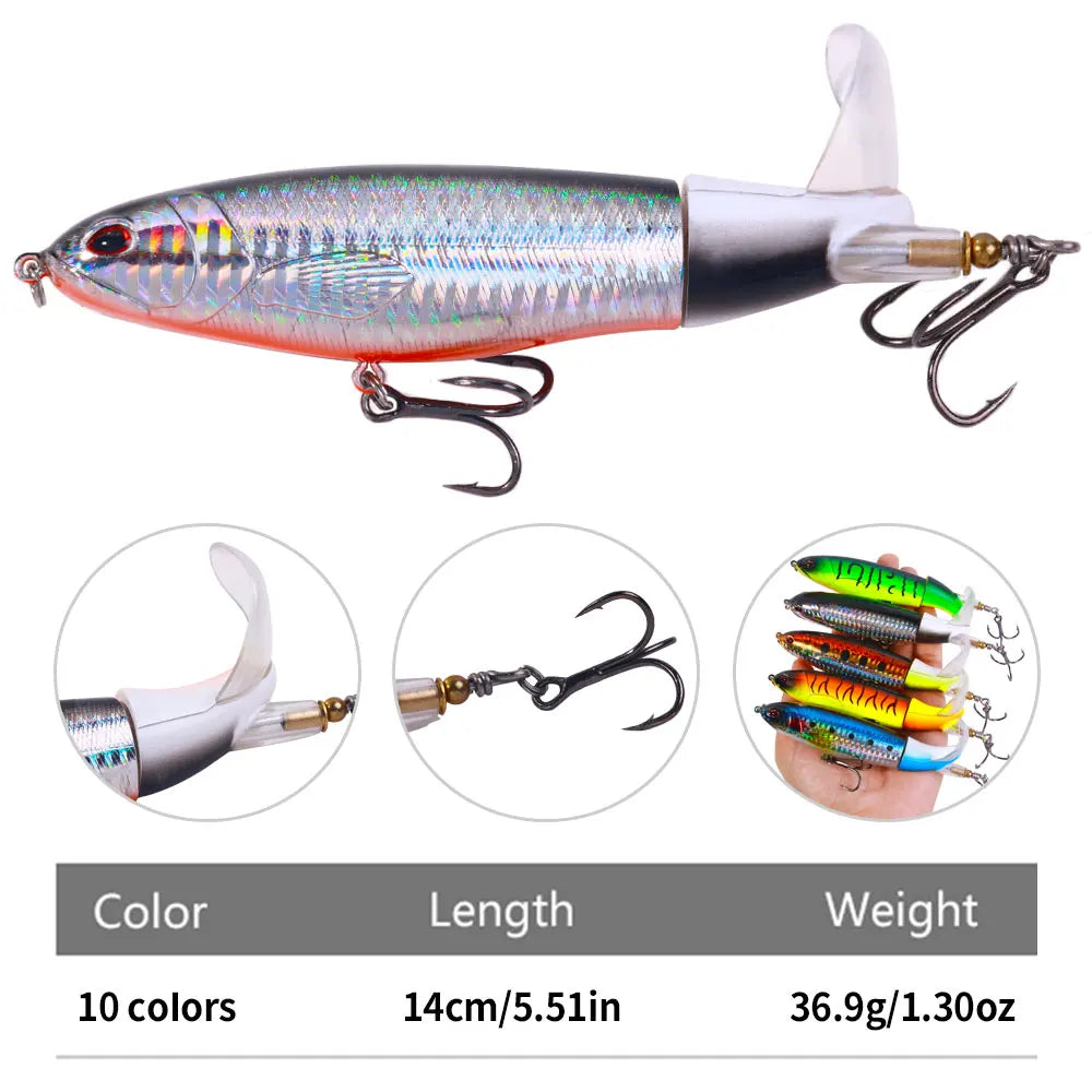 1pcs topwater Popper Propeller Topwater Fishing Lures Artificial Bait Hard Crankbait Wobbler Rotating Tail Fishing Tackl