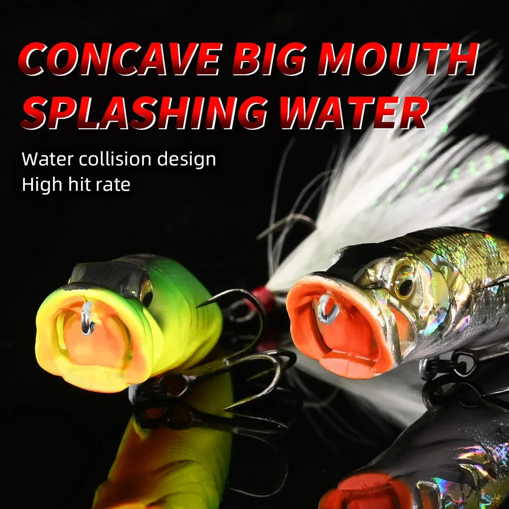 MEREDITH Topwater Popper 8.48g 64mm Floating Rock Pop Artificial Hard Baits for Bass Perch Pike Fishing Lure