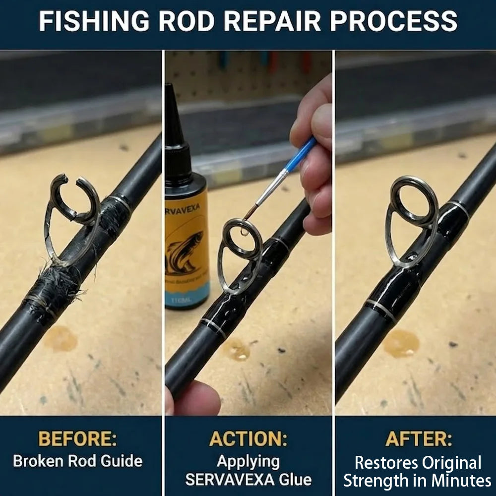 SERVAVEXA Fishing Gear Repair Kit: UV Cure Glue, Fast Dry Resin, UV Light & Lubricant – Pro Rod, Lure, Wader Fix & Maintenance