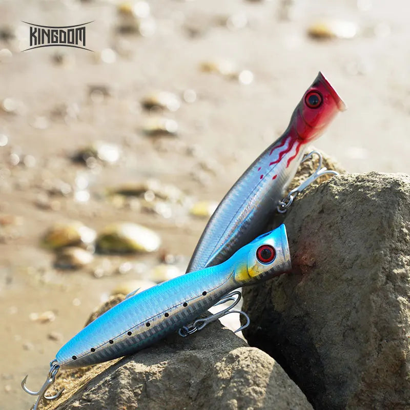 Kingdom Topwater Popper Fishing Lures 80mm 9.5g 100mm 16g 130mm 36g Hard Artificial Bait Floating Wobblers Fishing Tackle Baits