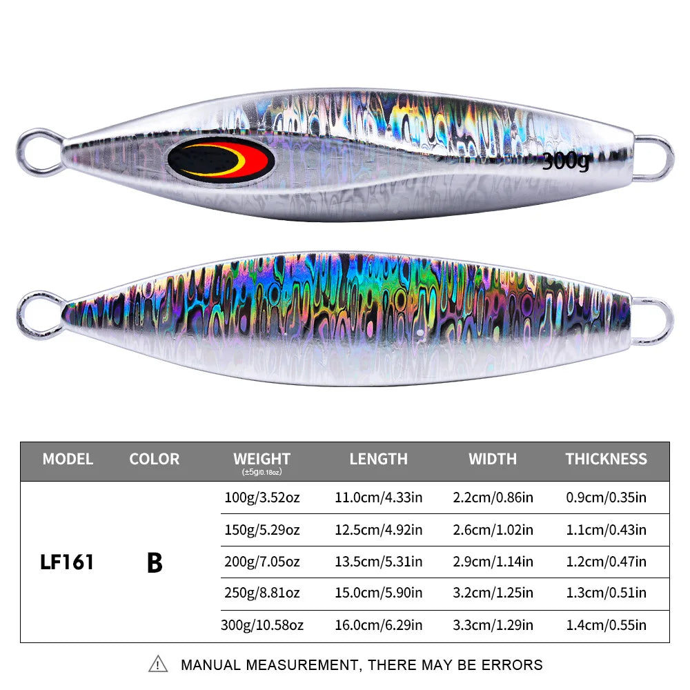 PROBEROS Slow Jigging Lure 100g-300g Deep Sea Spanish Mackerel Iron Jig for Trolling Boat Fishing Large Size Metal JIG
