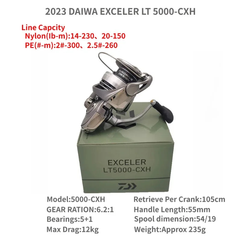 2023 DAIWA EXCELER LT 1000D-XH 2000S-XH 2500 2500D 2500-XH 3000-C 4000D-CXH 5000-C 5000-CXH 6000D Spinning Fishing Reels