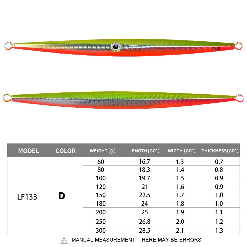 Fast Sinking Iron Plate Fishing Hard Lure Baits Trolling Tackle 1pcs 60g-300g Luminous Effect Metal Slow Jig Lure Jigging