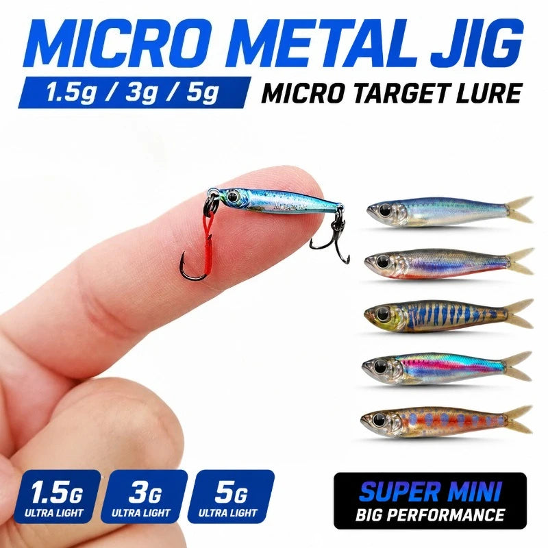 2026 New Micro Metal Jig 3g 5g Mini VIB Lure Sinking Iron Plate Spoon Casting Sequin Baits Ultralight Bass Trout Fishing Gear