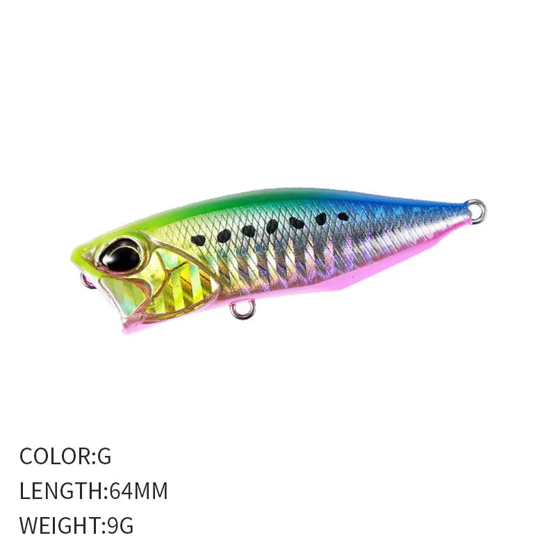 1pcs Fishing Lures Topwater Popper Bait 64mm 9G Hard Bait Artificial Wobblers Plastic Fishing Tackle Fishing Accessorie
