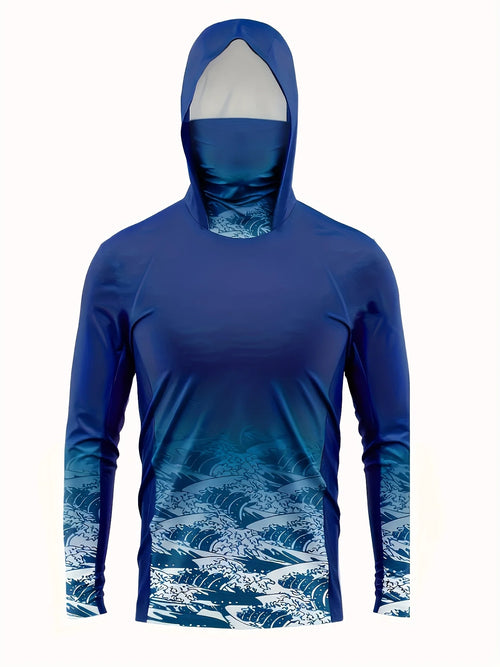 2026 Summer Best-selling Men's Fishing Outfit for Outdoor Sports Sun Protection Relaxation Comfort Softness 3D Wave Pattern Prin