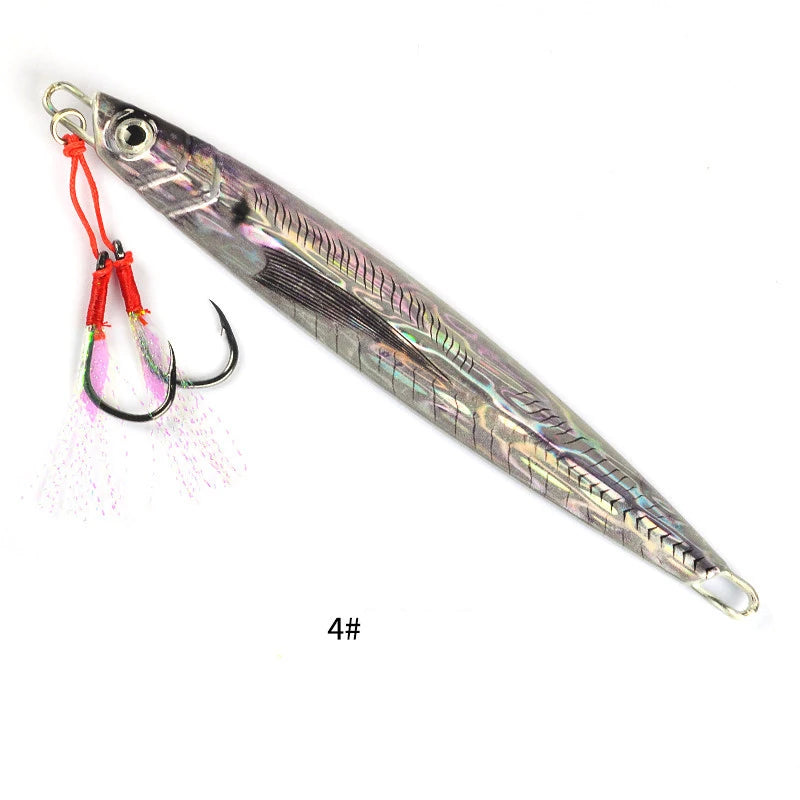3D Metal Jig 60g 80g 100g 120g 150g 200g Sea Biomimetic Fish Iron Plate Bait Wobbler Fishing Lure Artificial Ocean Boat Fishing