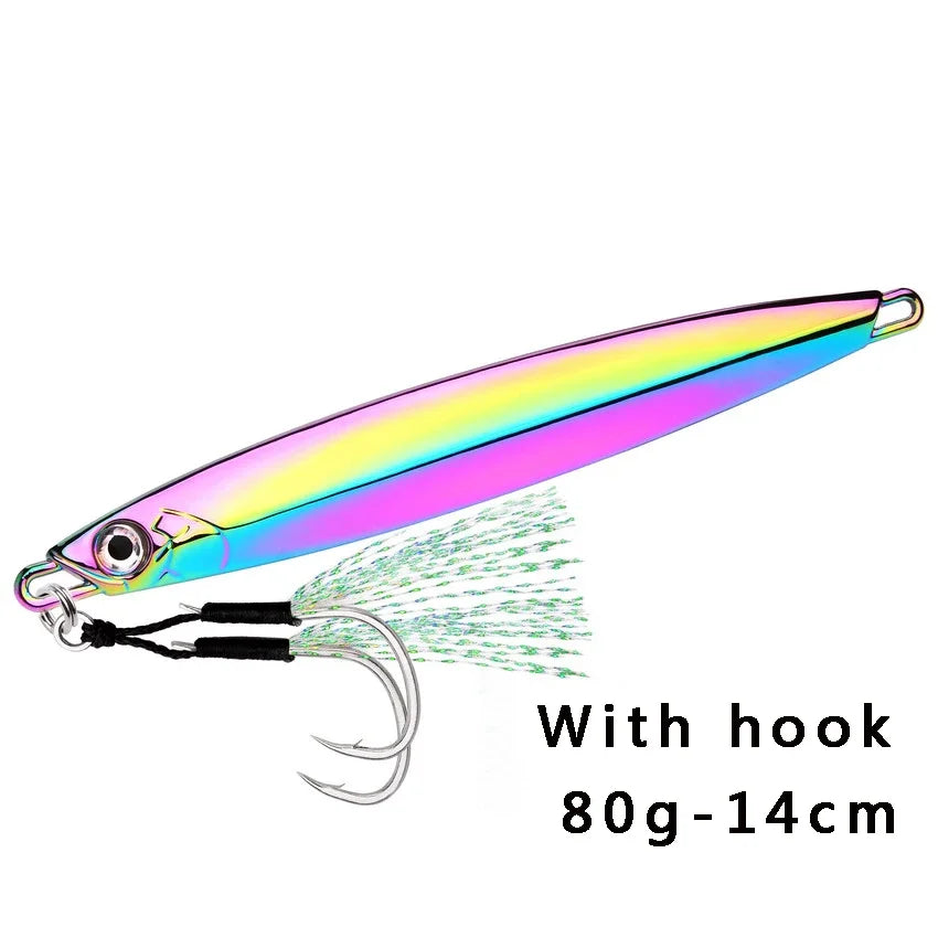 1pc Metal Jig Fihsing Lure Fast Jig 60g 80g 100g Bait Sea Biomimetic Fish Iron Plate Bait Wobbler Fishing Lures Sinking Jigbait