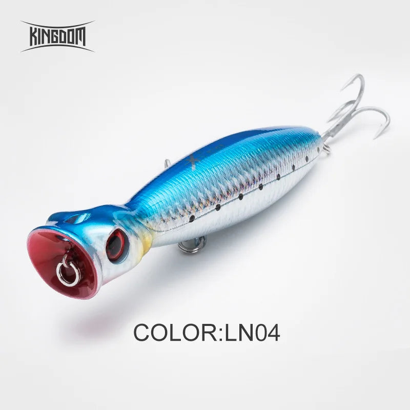 Kingdom Topwater Popper Fishing Lures 80mm 9.5g 100mm 16g 130mm 36g Hard Artificial Bait Floating Wobblers Fishing Tackle Baits